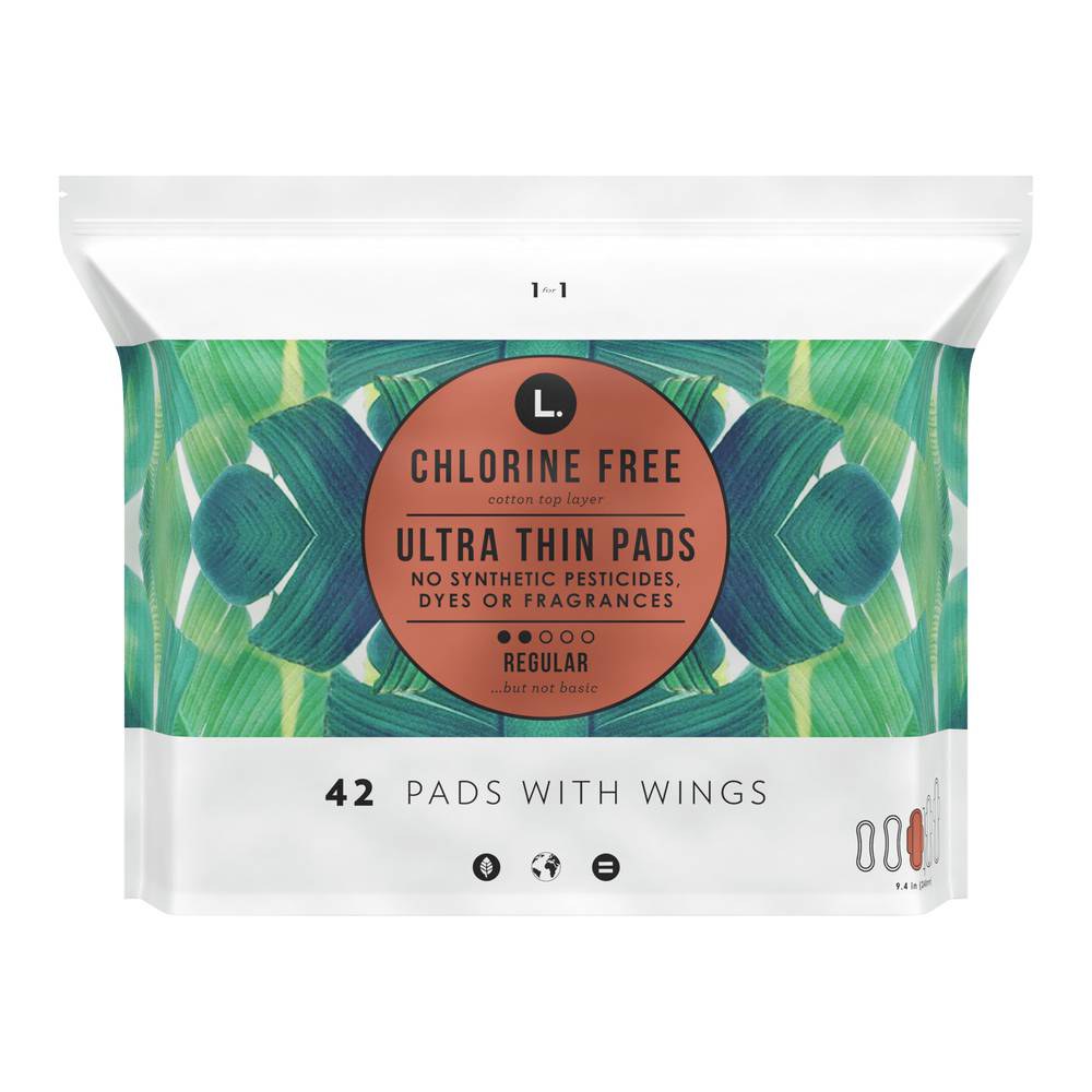 L. Chlorine Free Ultra Thin Pads, Organic Cotton