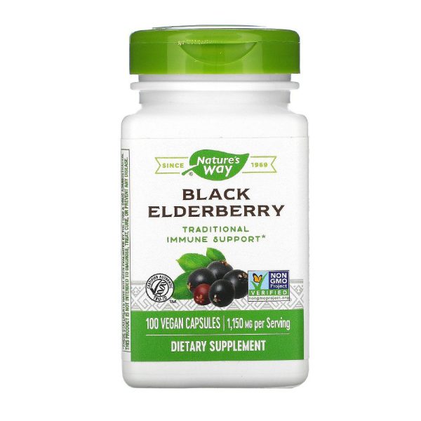 Nature's Way Black Elderberry, 1.150 mg, 100 Vegan Capsules
