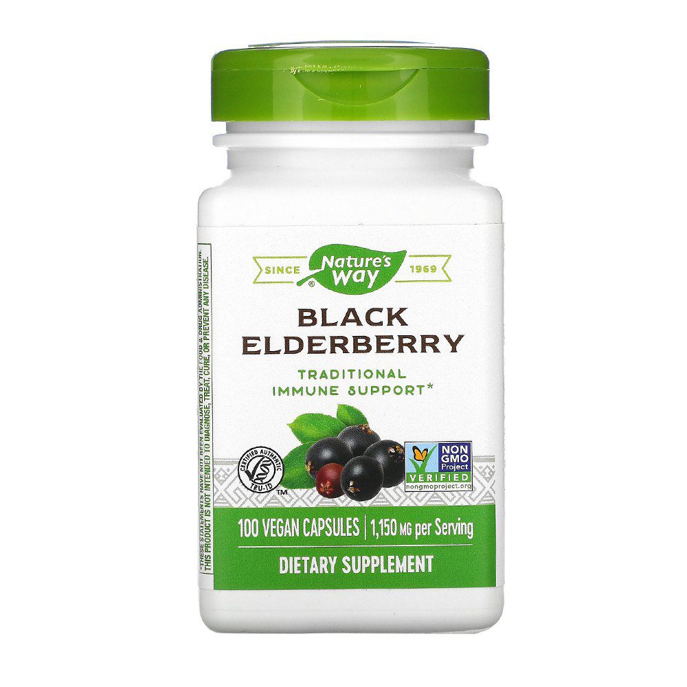 Nature's Way Black Elderberry, 1.150 mg, 100 Vegan Capsules
