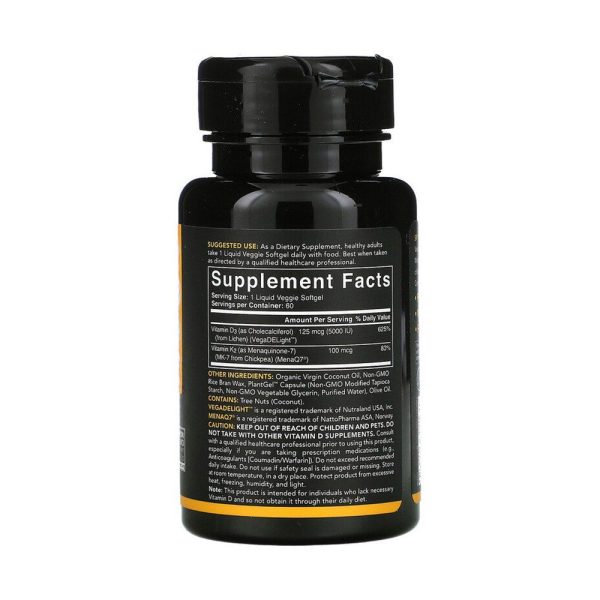 Sport Research, Vitamin D3 + K2, Plant Based, 60 Veggie Softgels - Image 2