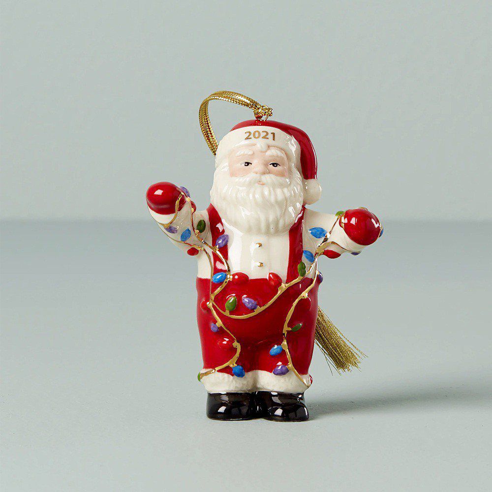 2021 Santa Stringing Lights Ornament