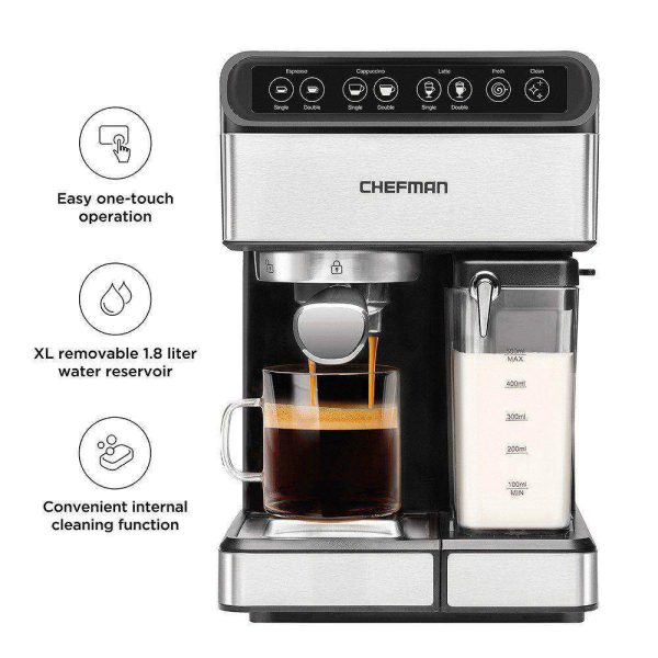 Chefman 6 - in - 1 Stainless Steel 15 - Bar Pump Espresso - Image 3