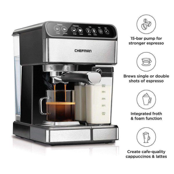 Chefman 6 - in - 1 Stainless Steel 15 - Bar Pump Espresso - Image 2